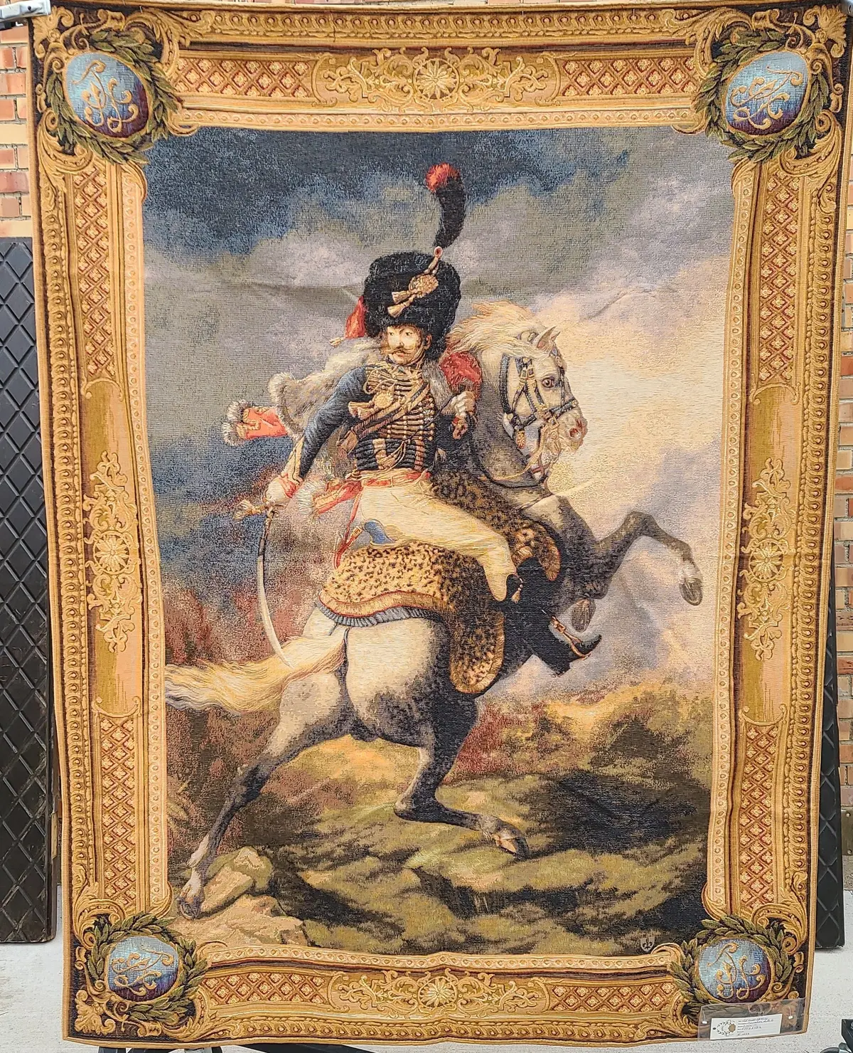 Vertical Tapestry French Cavelier On Top Of White Horse 1