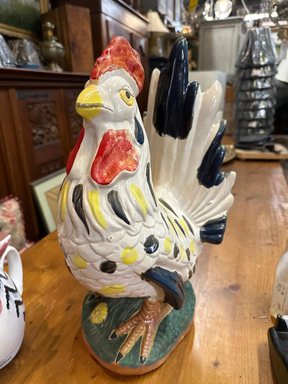 Large Glazed Pottery Rooster 1