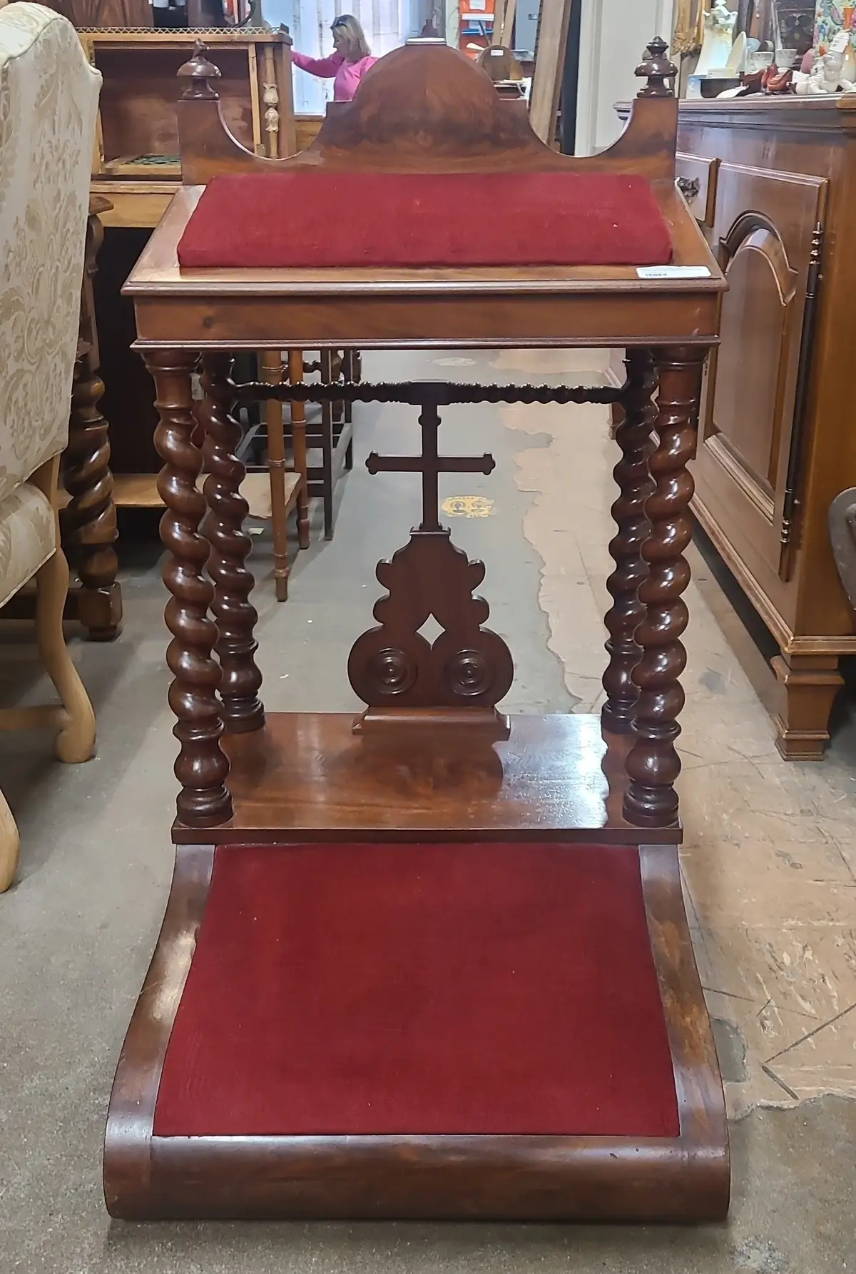 Barley Twist Large Mahogany Louis Philippe Prie Dieu Kneeler 1