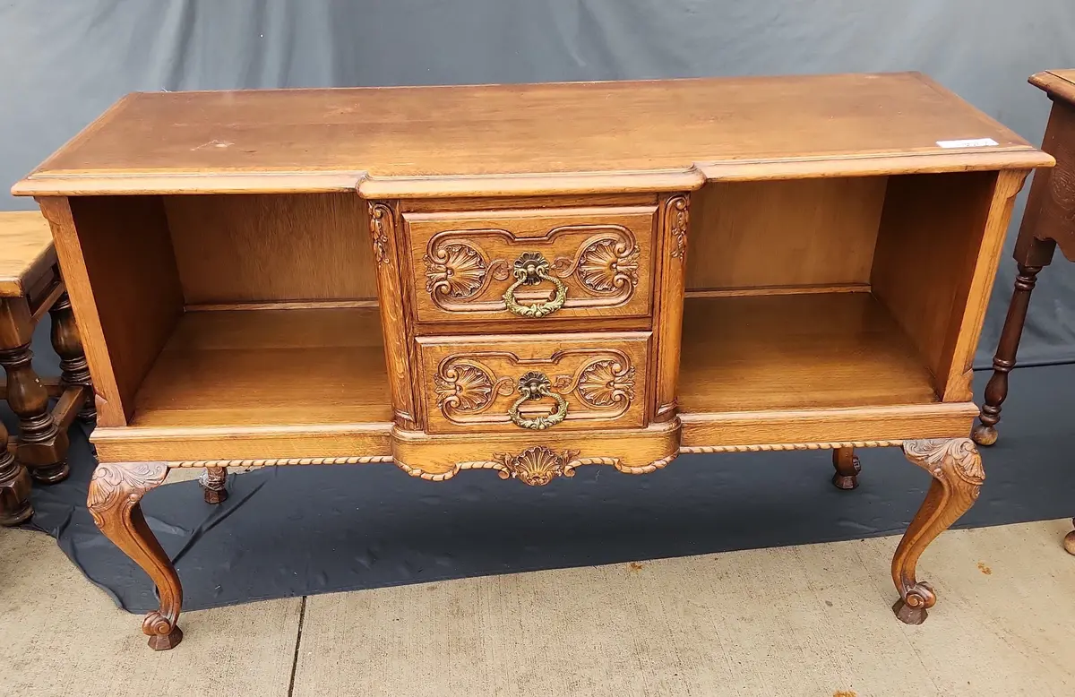As Found Country French Oak Low Shallow Console With Niches 1