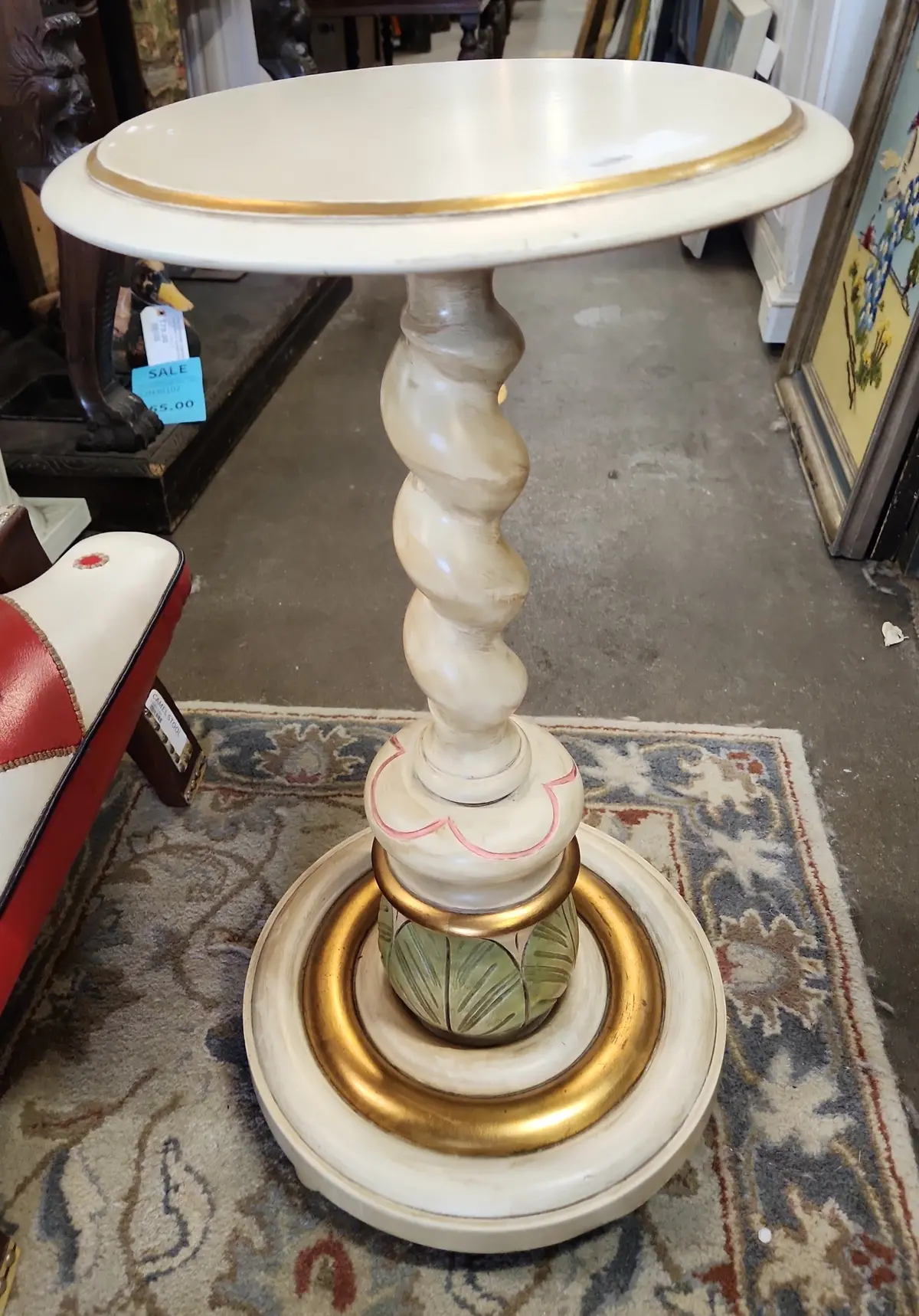 Painted Barley Twist Pedestal 1