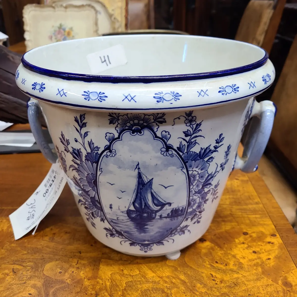 Delft Planter Wiith Ship 1