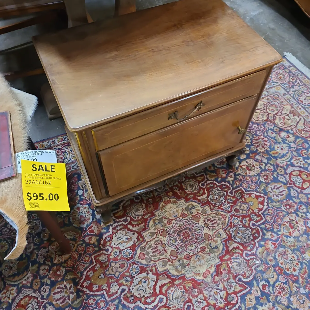 Pair Of Light Walnut Queen Anne Inlaid Nightstands 1