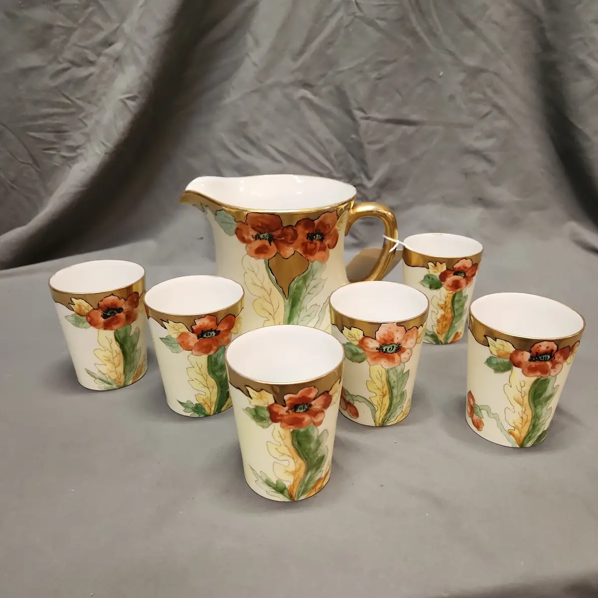 French Handpainted Art Nouveau Porcelain Lemonade Set 1