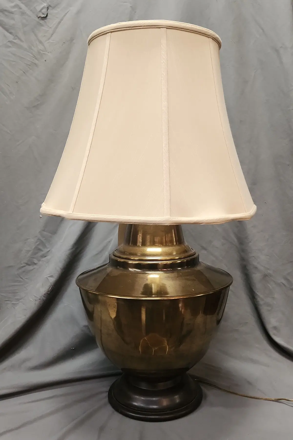 Large Brass Urn Base Lamp With Shade 1