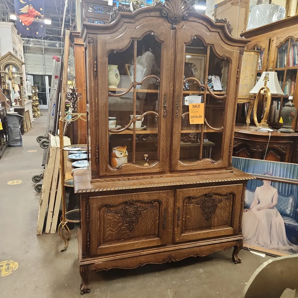 Louis Xv Oak China Cabinet 1