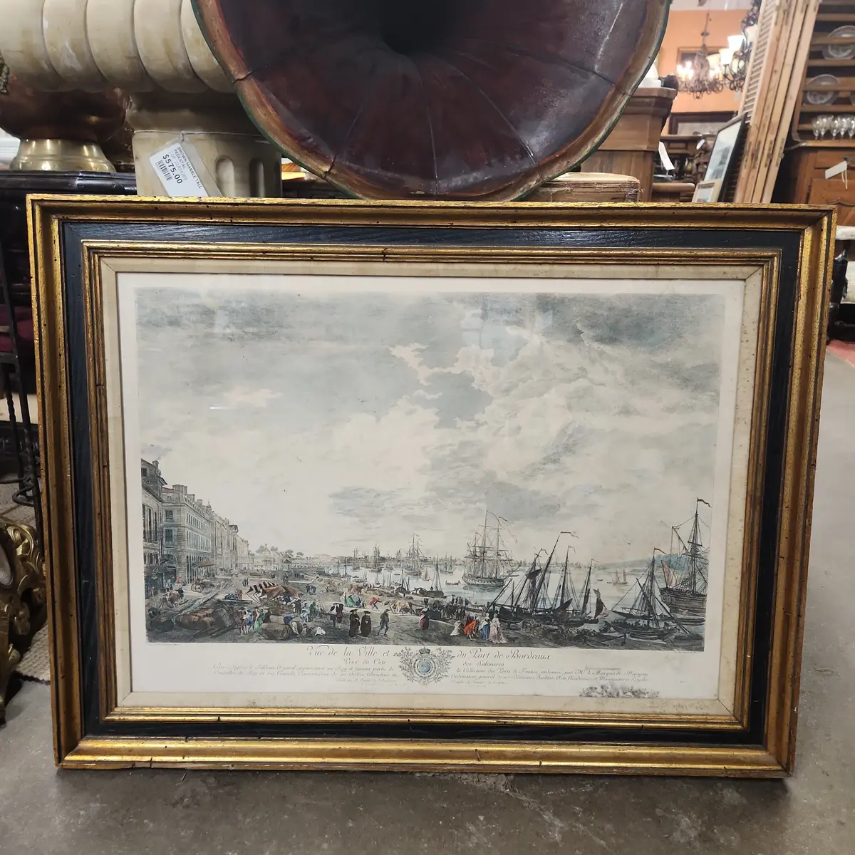 Large Gold And Black Vintage Wood Frame-As Found 1