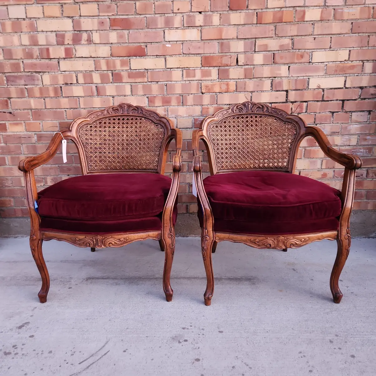 Pair Caned Back Chairs 1