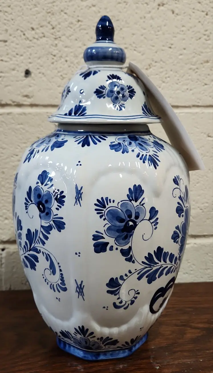 Medium Floral Delft Ginger Jar 1