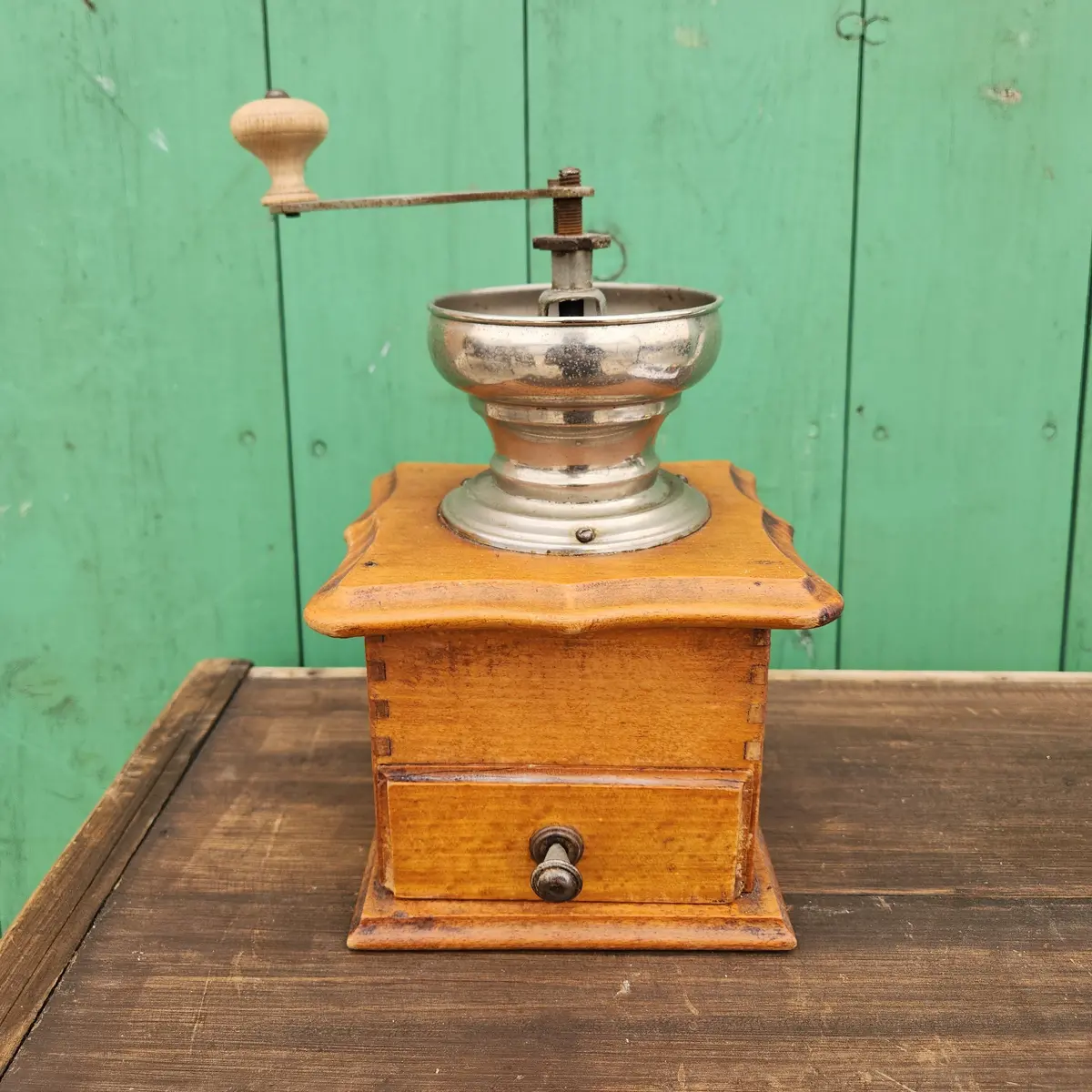 Beech And Chrome Finger Jointed Coffee Mill 1