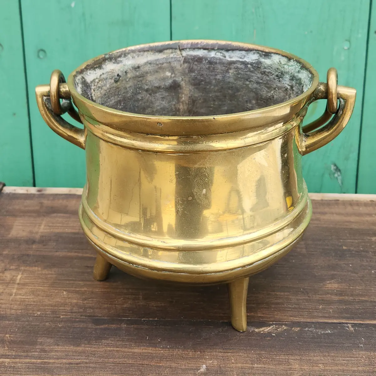 Heavy Brass Tripod Small Brass Caldron 1