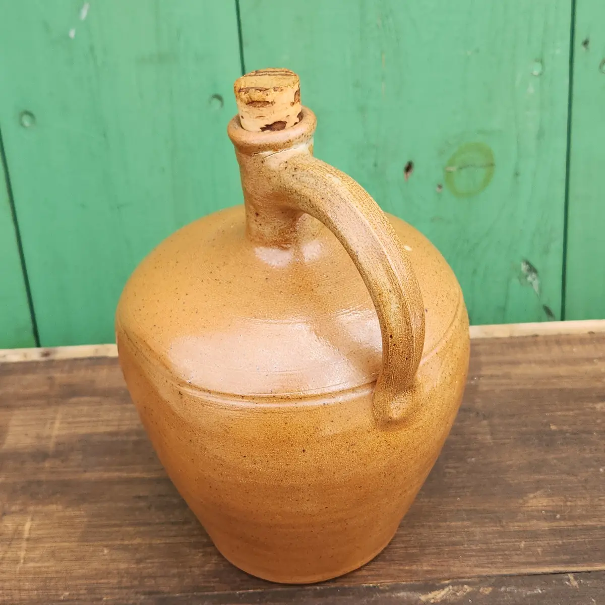 Hand Thrown Brown Glazed Pottery Jug With Handle 1