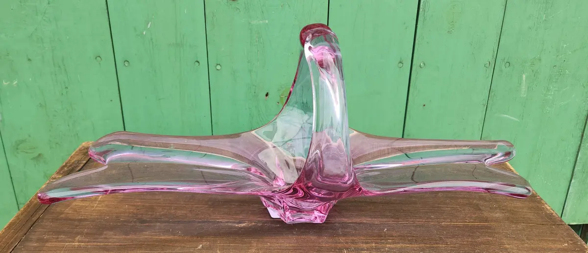 Pink Art Glass Compote Centerpiece 1