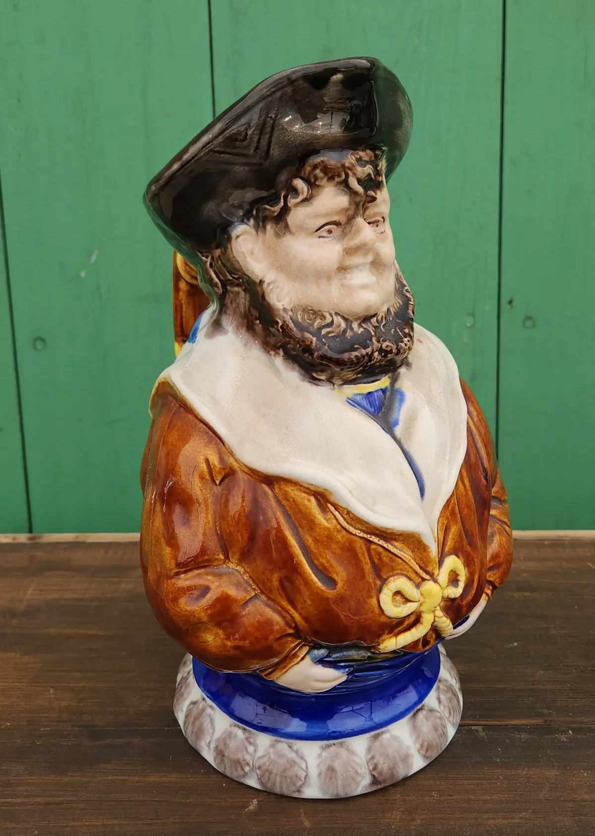 Large Majolica Beardeed Sailor Pitcher 1