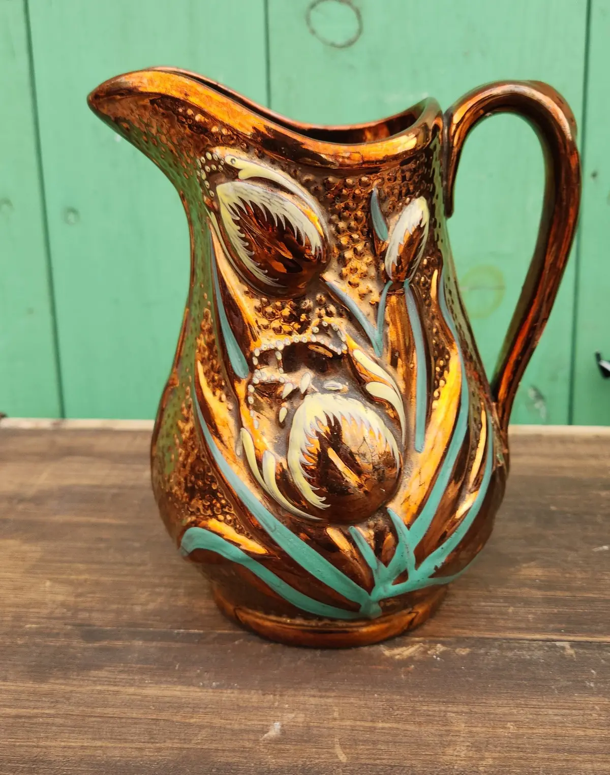 Copper Luster Pitcher With Tulips 1