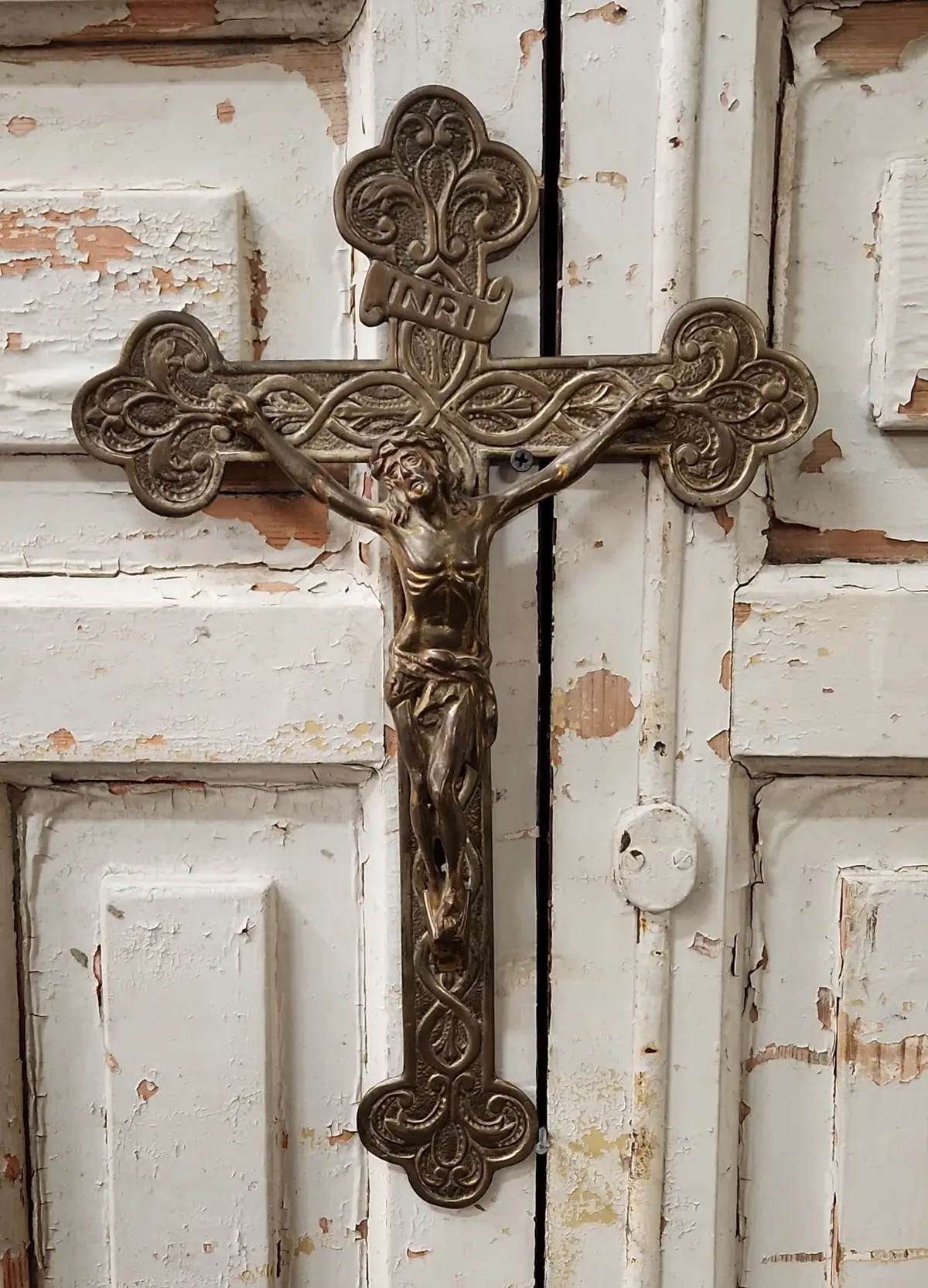 Brass Wall Crucifix With Bronze Corpus 1