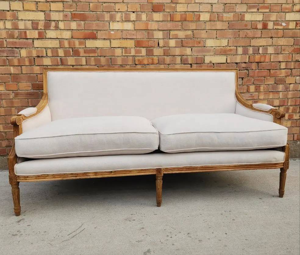 Louis Xvi Muslin Covered Sofa Loveseat 1