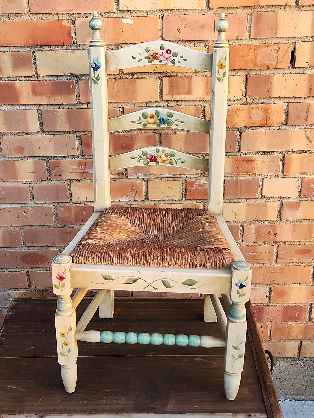Painted Rush Seat Childs Chair 1
