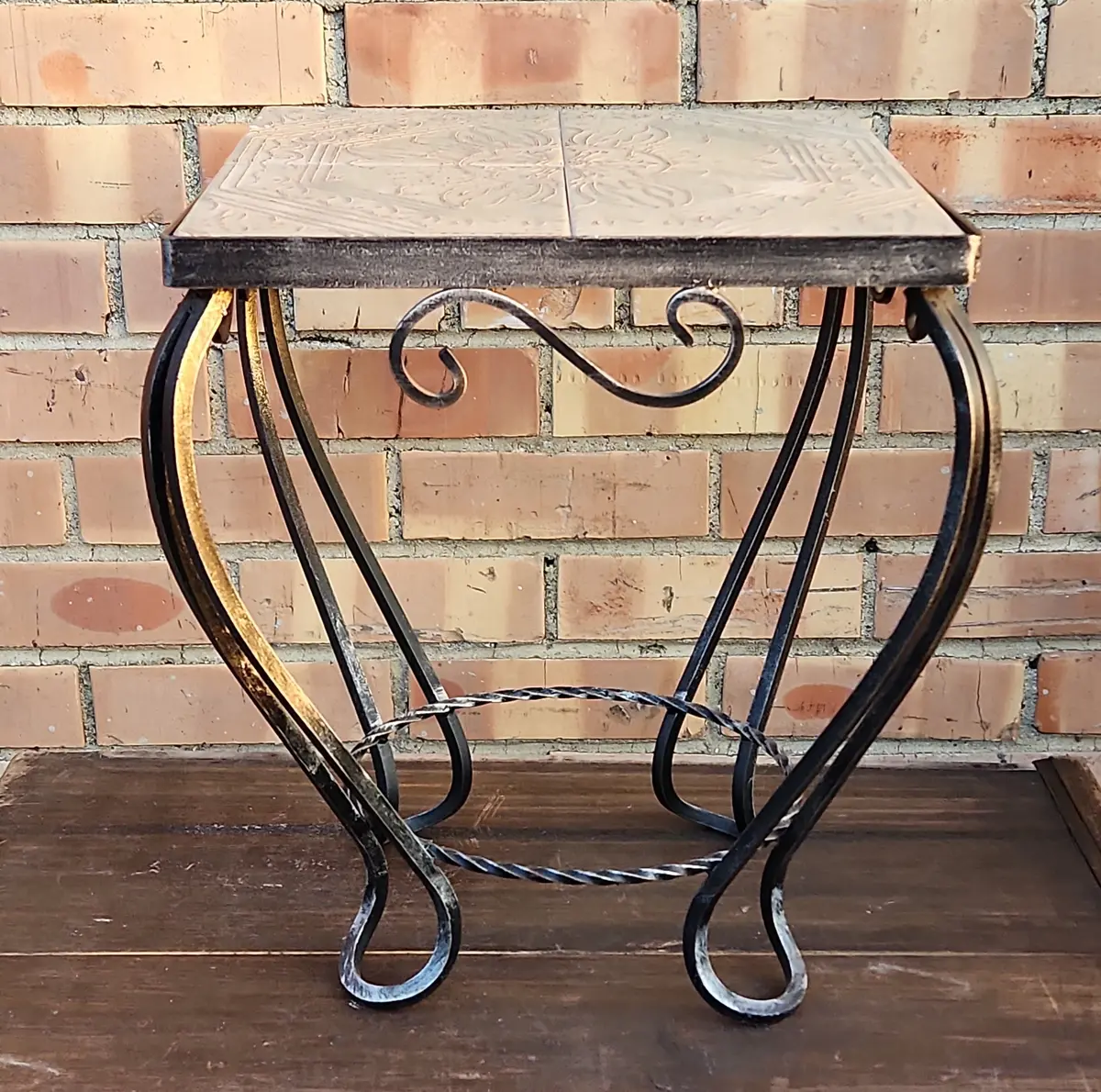 Sage Green Iron Tile Top Table 1