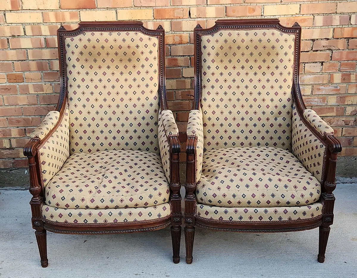 Pair Of Louis Xvi Wing Back Chair 1