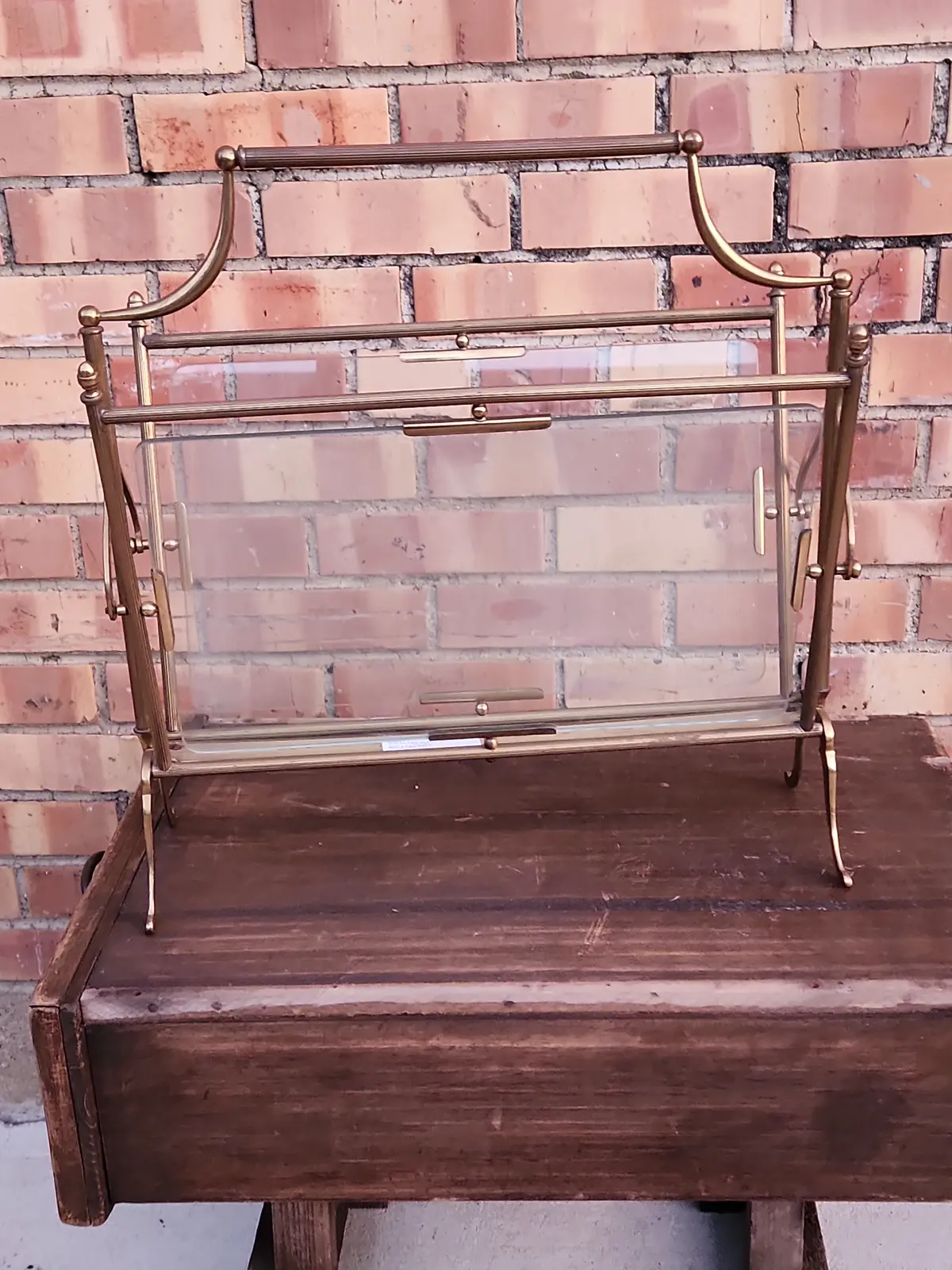 Brass And Glass Canterbury Magazine Rack 1