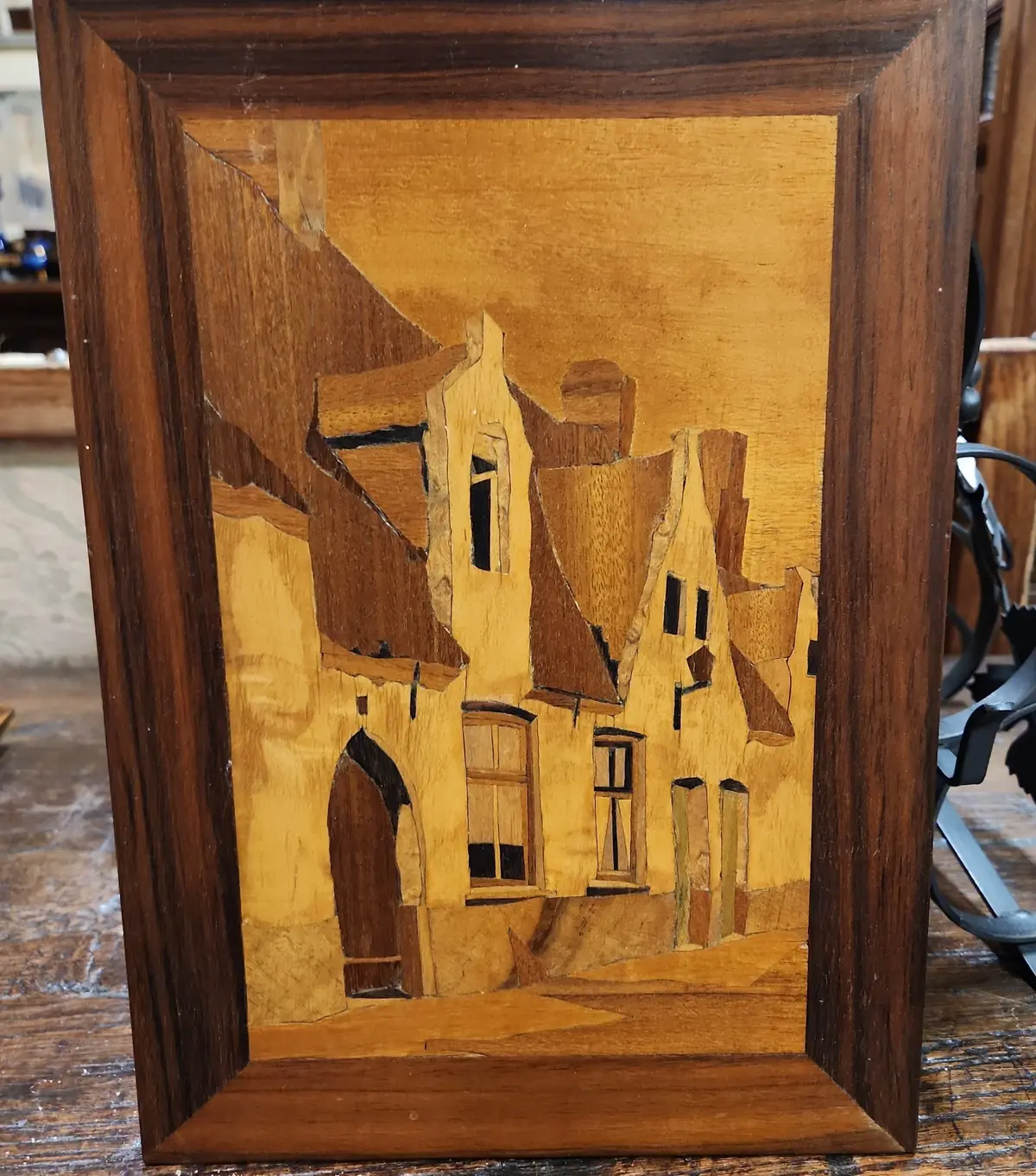 Exotic Woods Inlaid Street Scene Panel 1