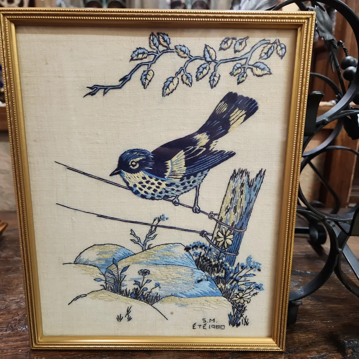 1980 Vintage Blue Bird Needlepoint 1