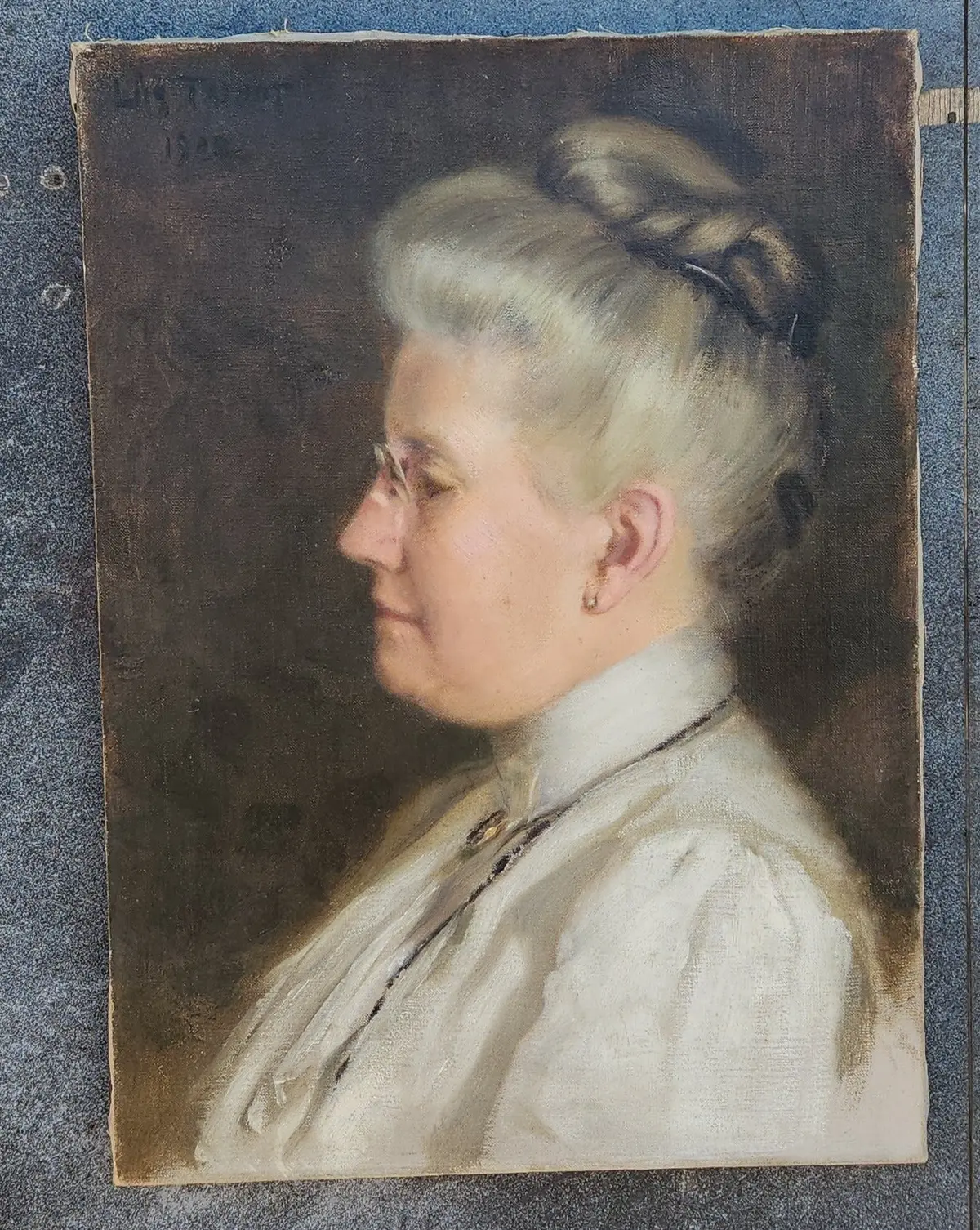 Unframed Oi; Painting Profile Of Older Woman 1