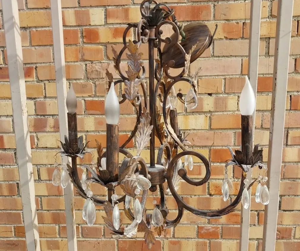 Small Iron Chandelier With Prisms 1