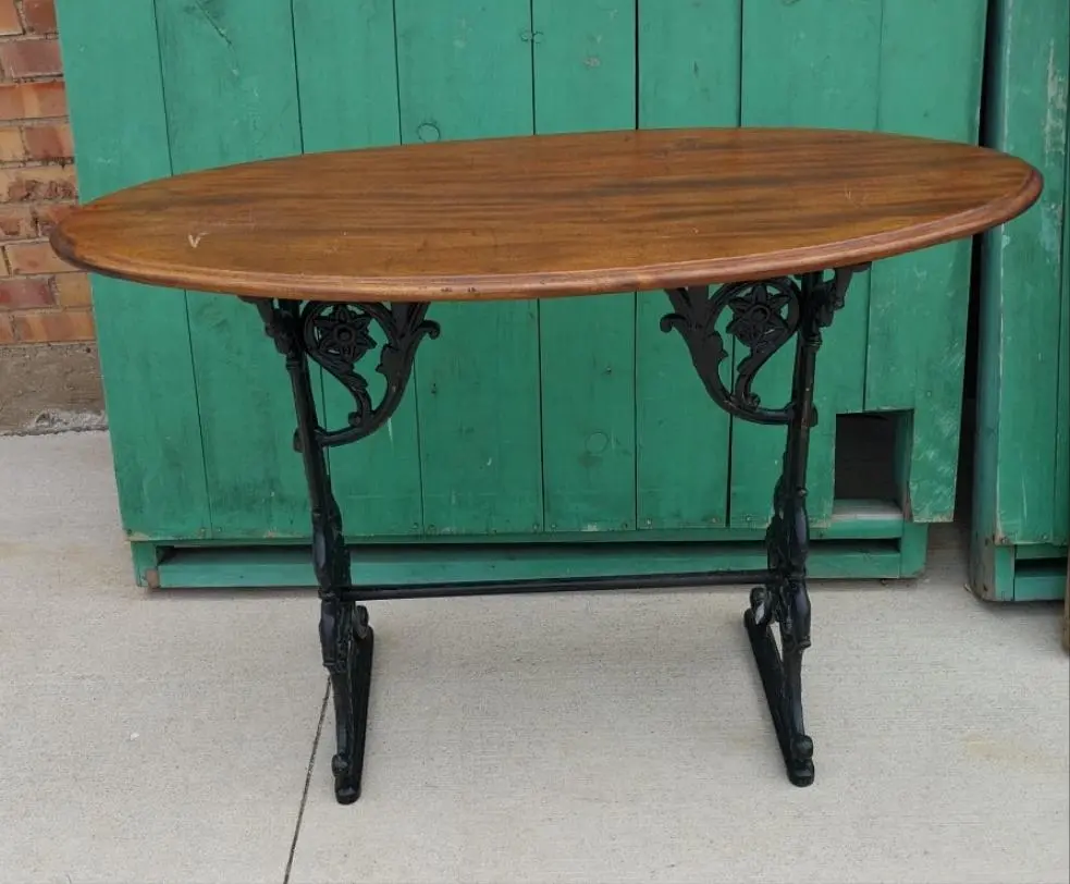 Mahogany Top Iron Oval Pub Table 1