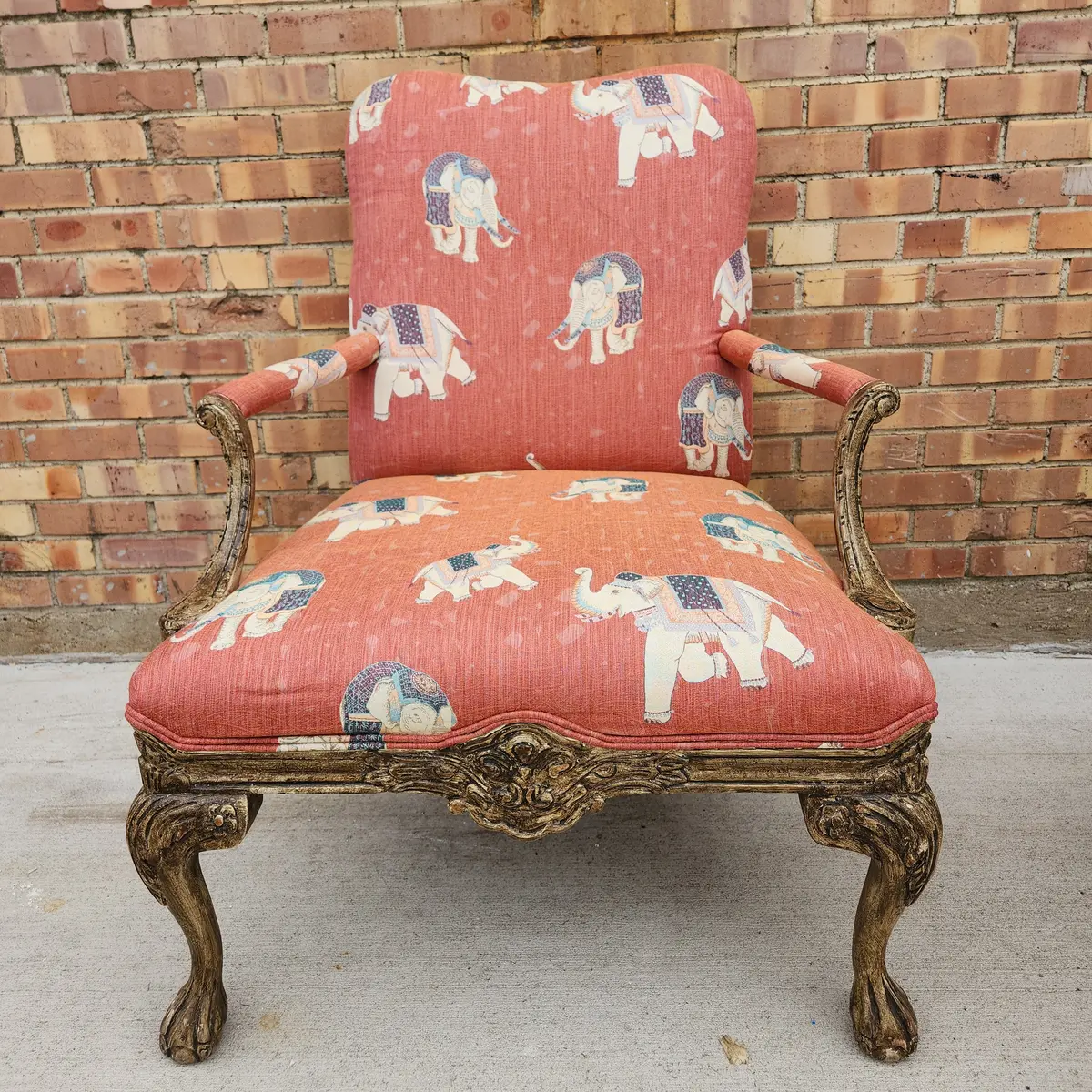 Chippendale Arm Chair With Elephant Upholstery 1