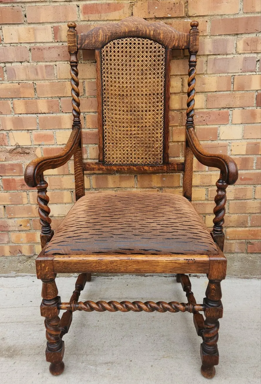 Barley Twist Arm Chair With Caned Back 1