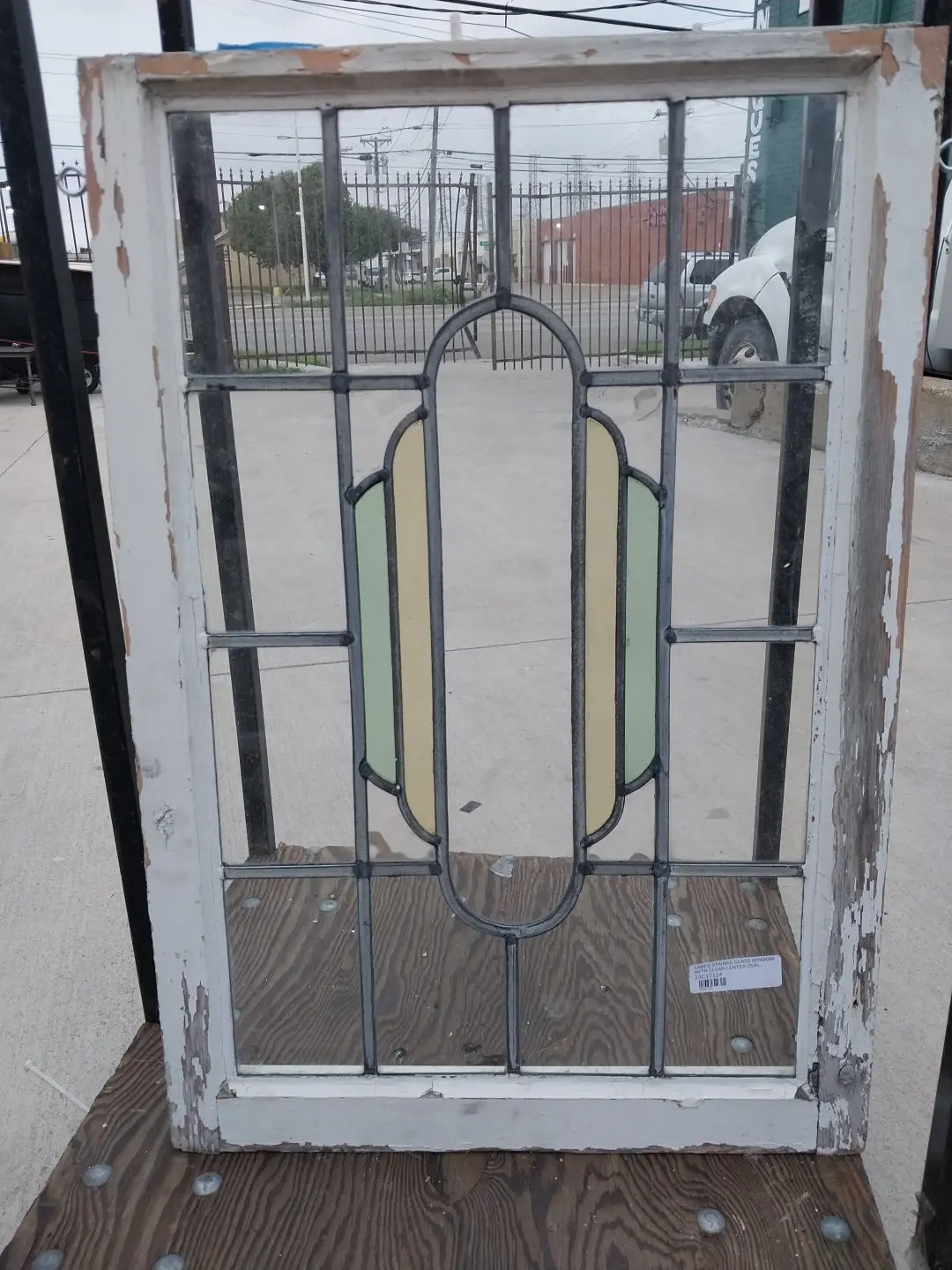 Large Stained Glass Window With Clear Center Oval 1