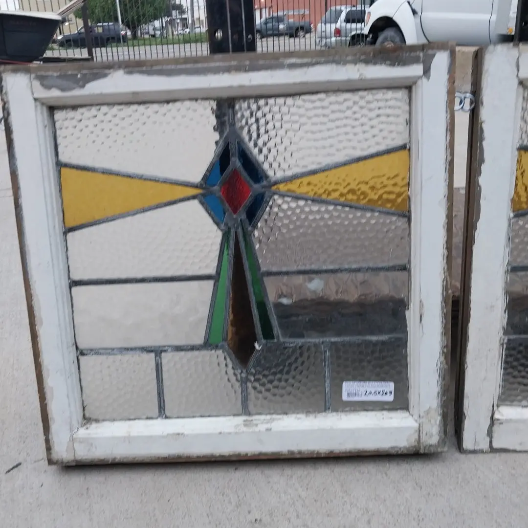Square Multi Colored Cross Stained Glass Windows 1