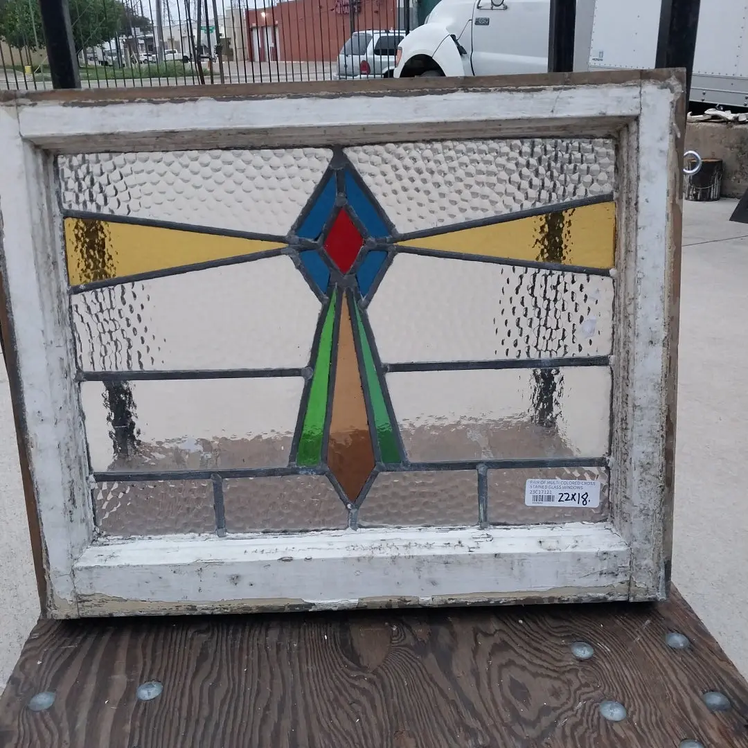 Multi Colored Cross Stained Glass Windows 1