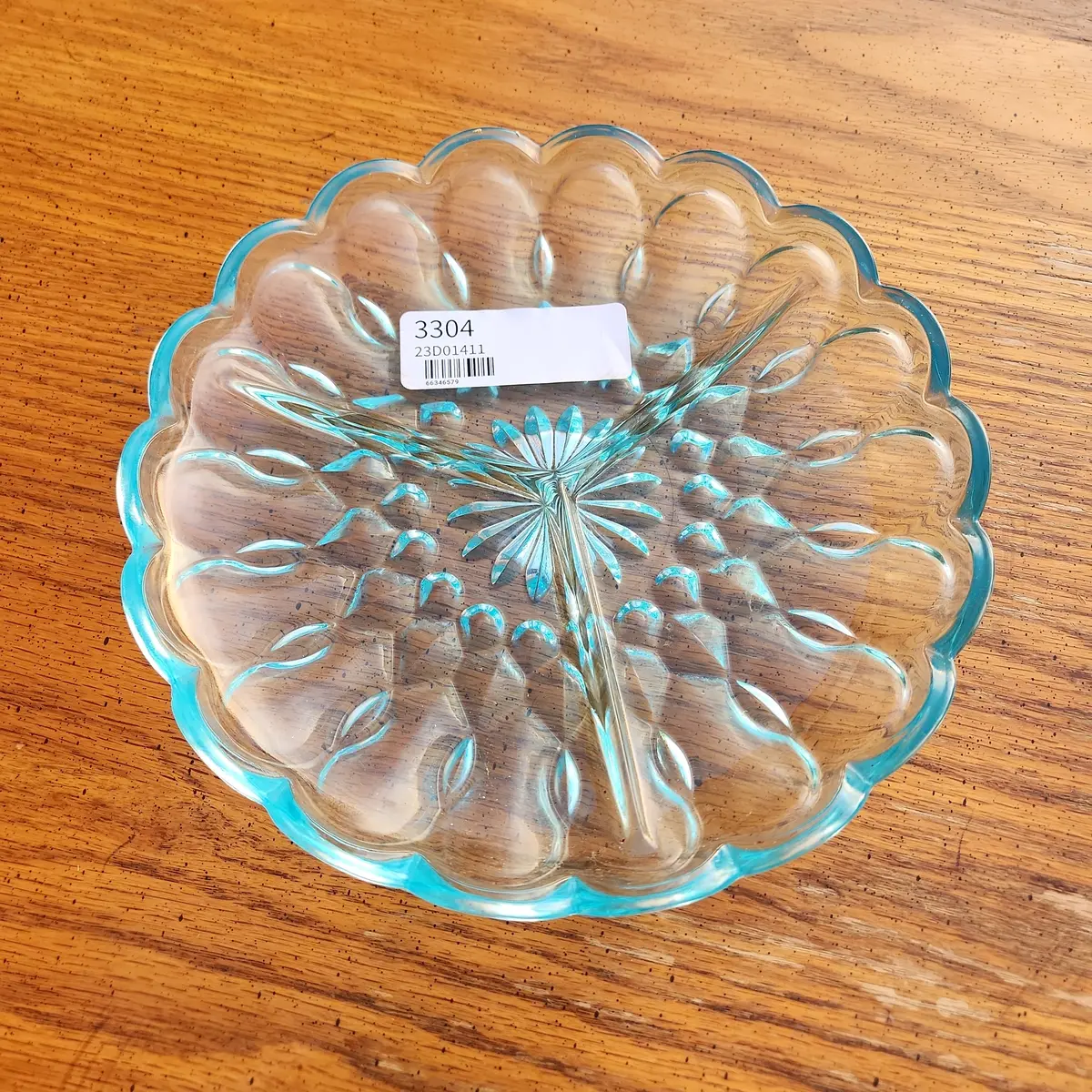 Blue Glass Divided Dish 1