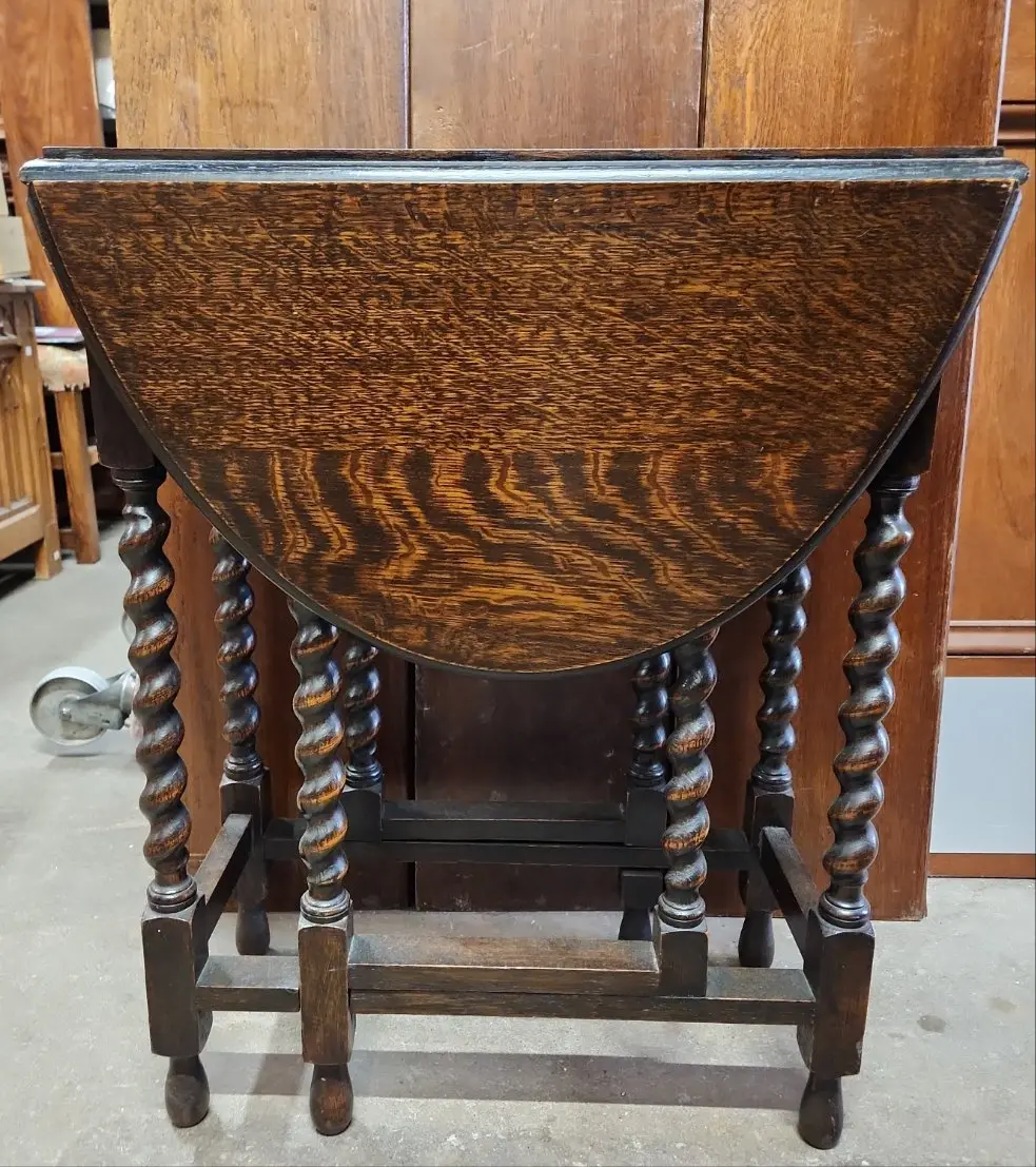 Small Dark Oak Barley Twist Dropleaf Table 1