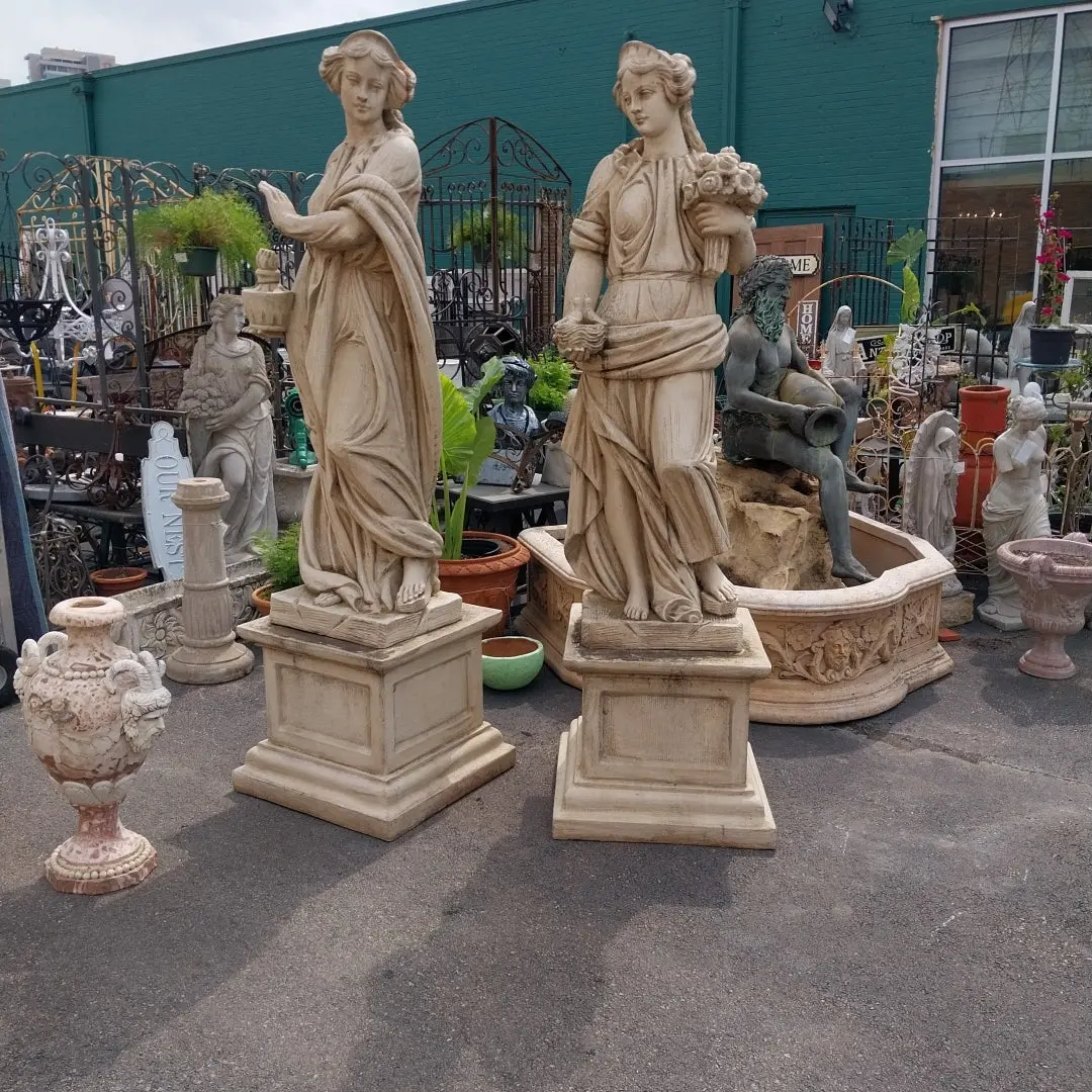 Pair Of Composition Roman Women Statues 1