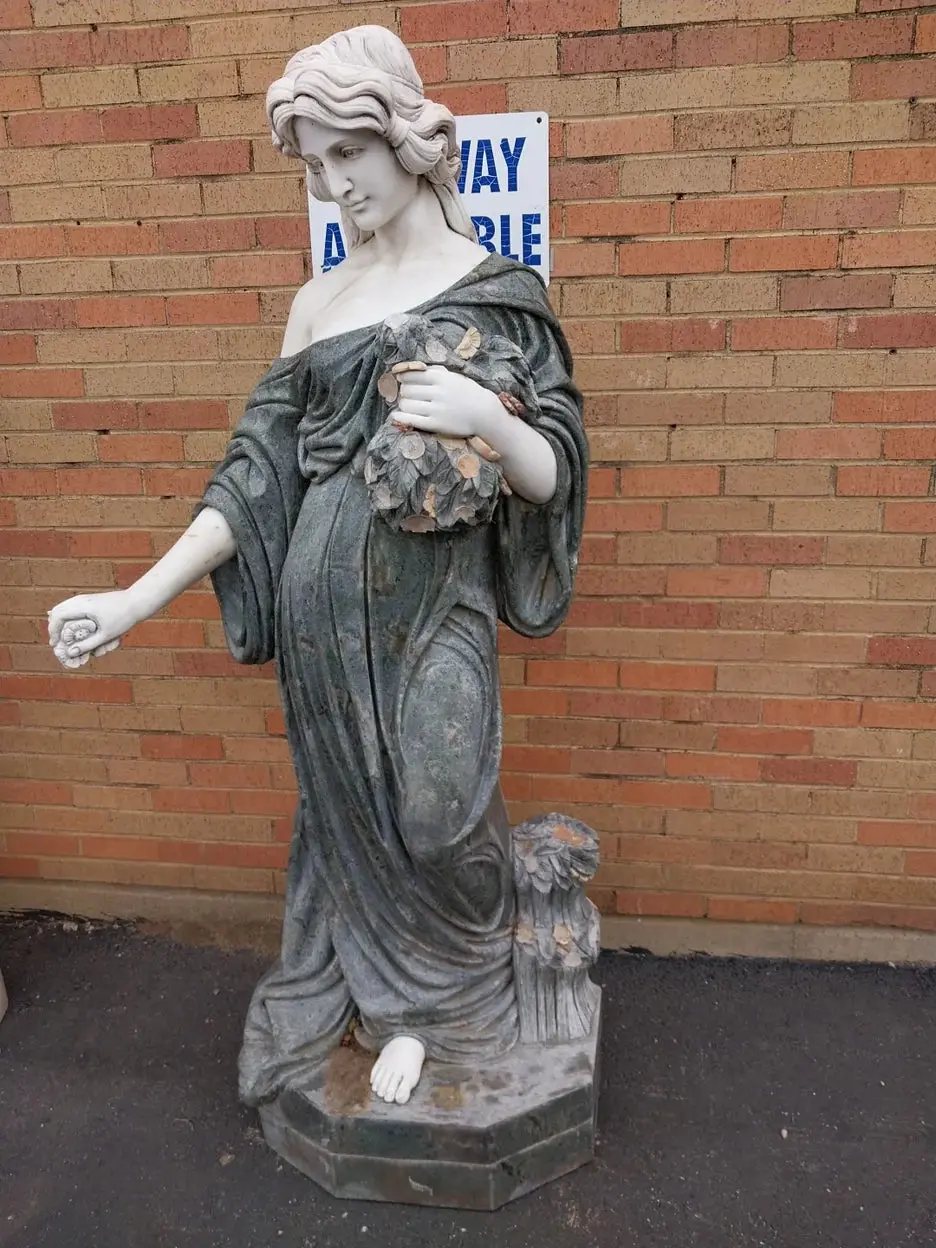 Marble Woman Statue With Green Dress 1
