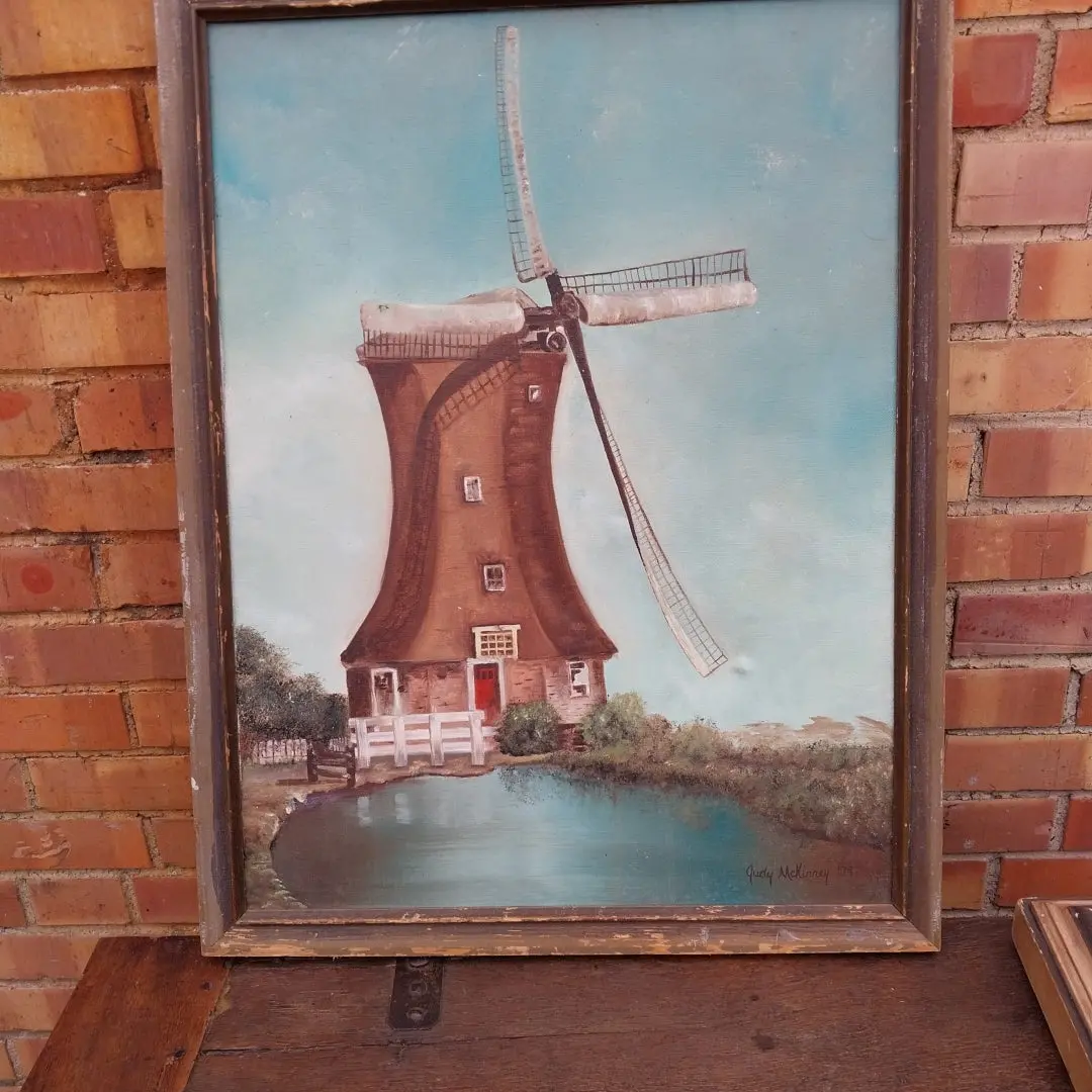 Whimsical Oil Painting Of A Windmill 1