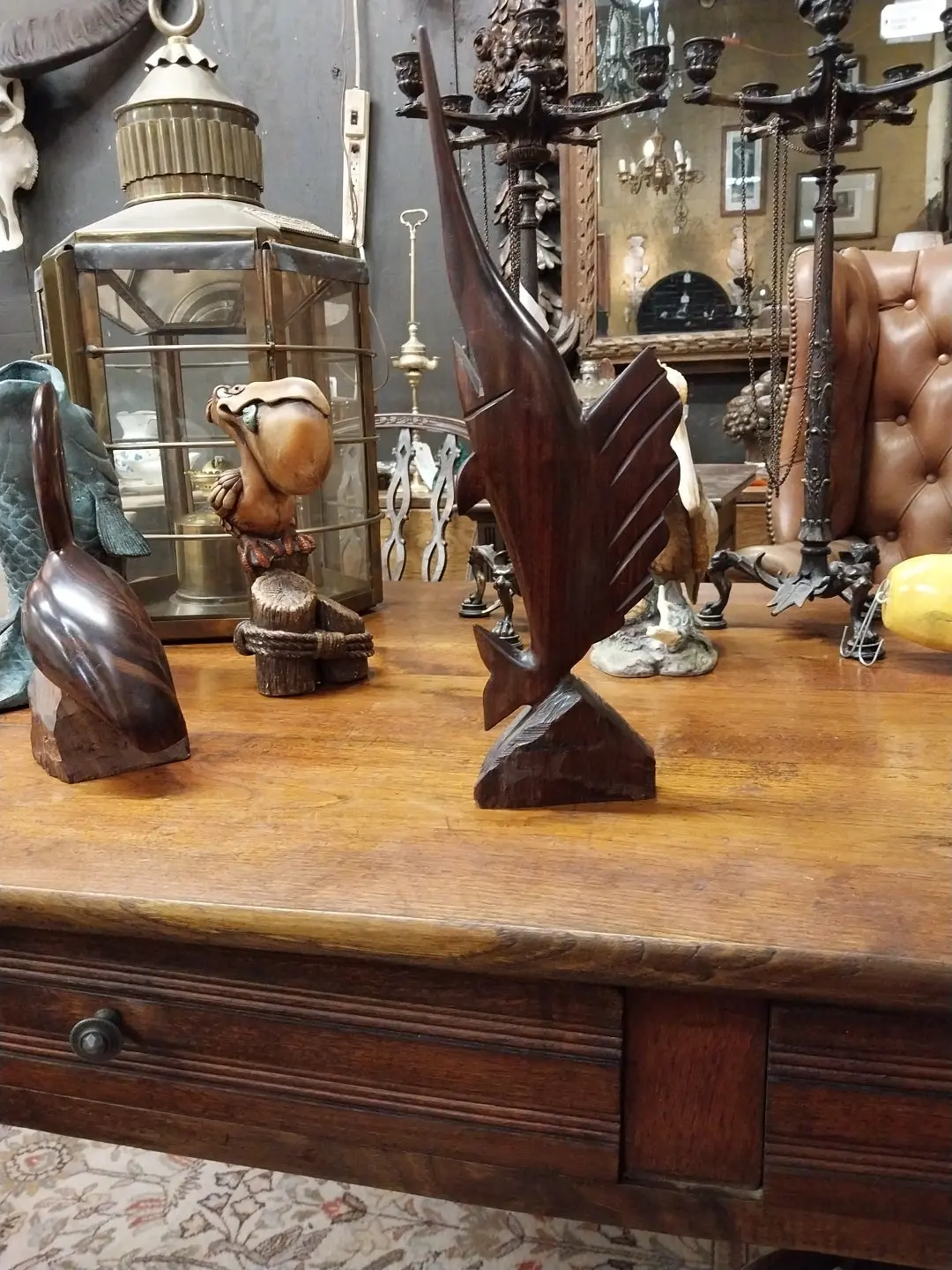 Carved Wood Sailfish Statue 1