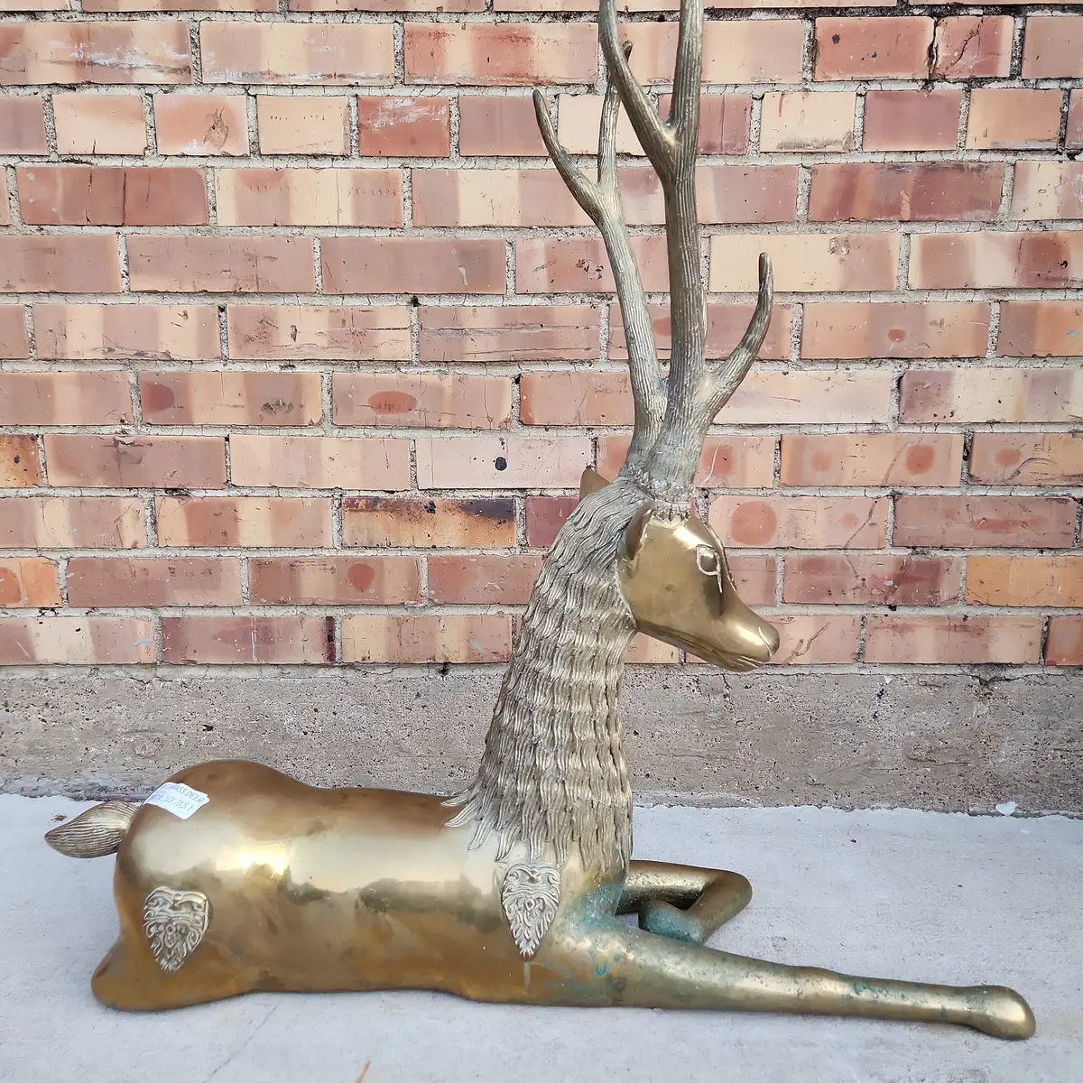 Large Vintage  Brass Deer Statue 1