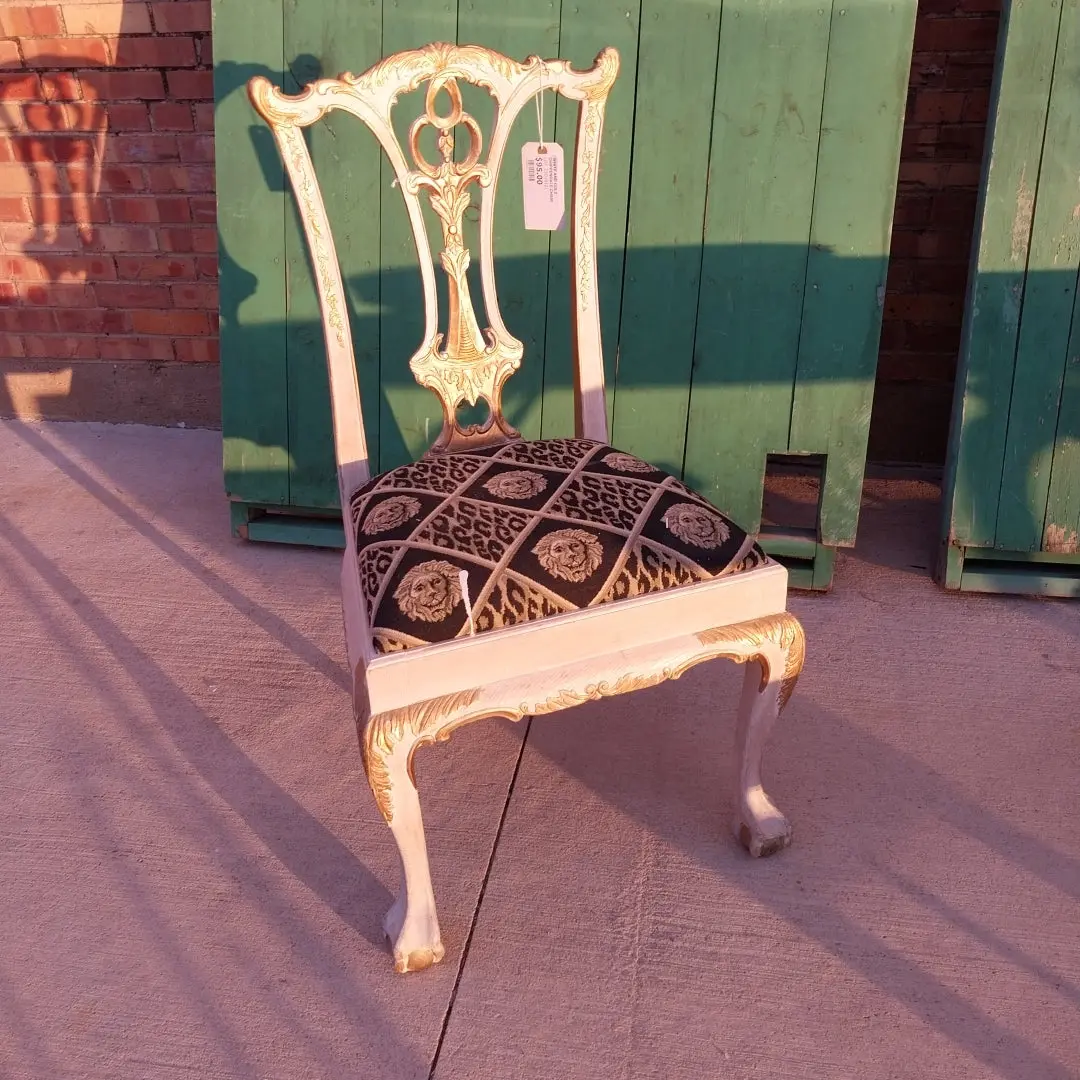 White And Gold Chippendale Chair 1