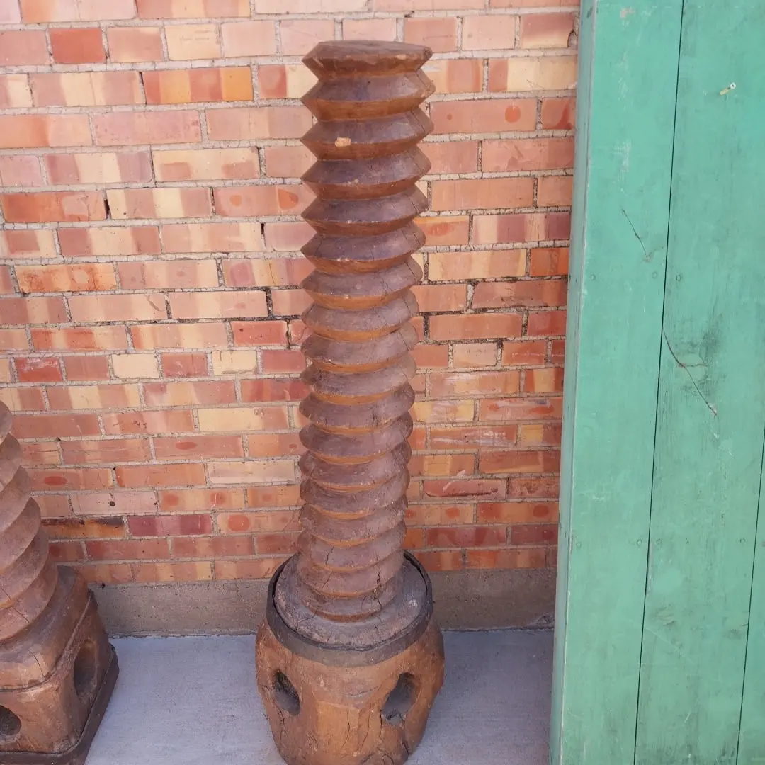 Large Hand Hewn Spiral Grape Press Screw 1