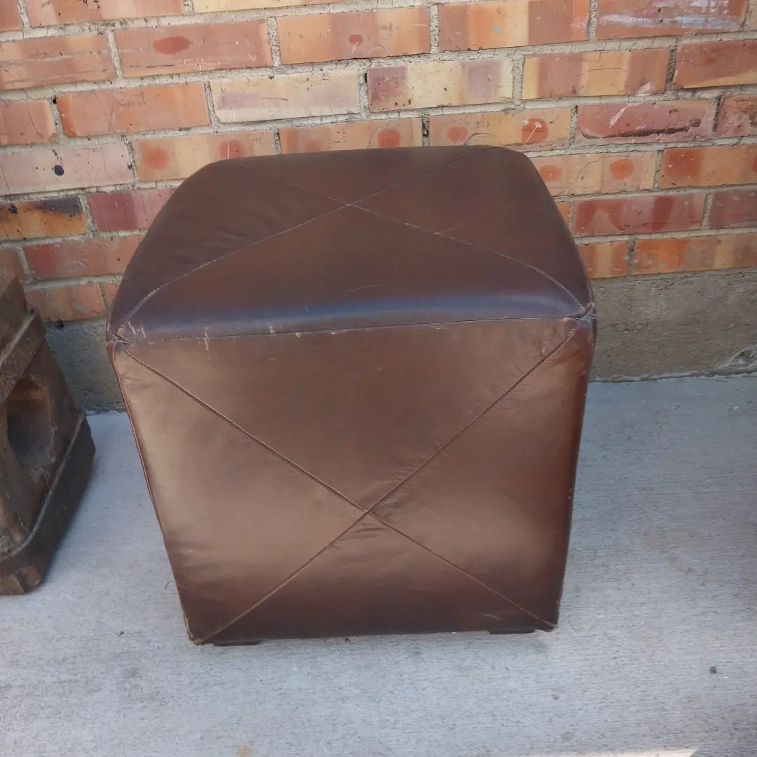 Leather Cube Stool 1