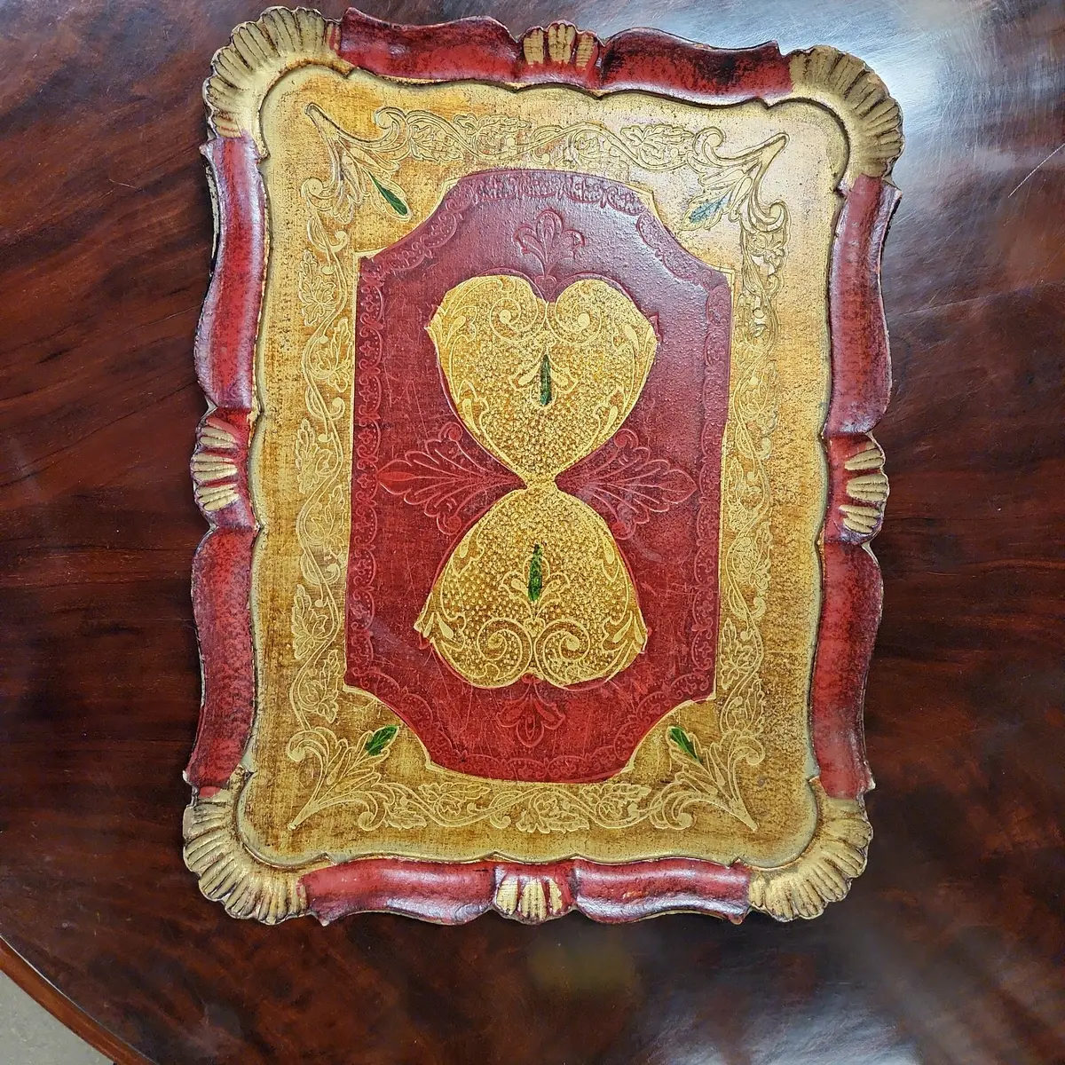 Medium Red And Gold  Florentine Tray 1