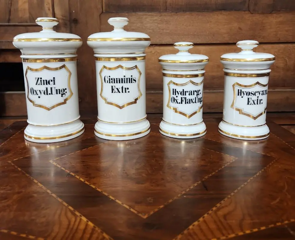 Set Of 4 Ceramic Drug Bottles 1