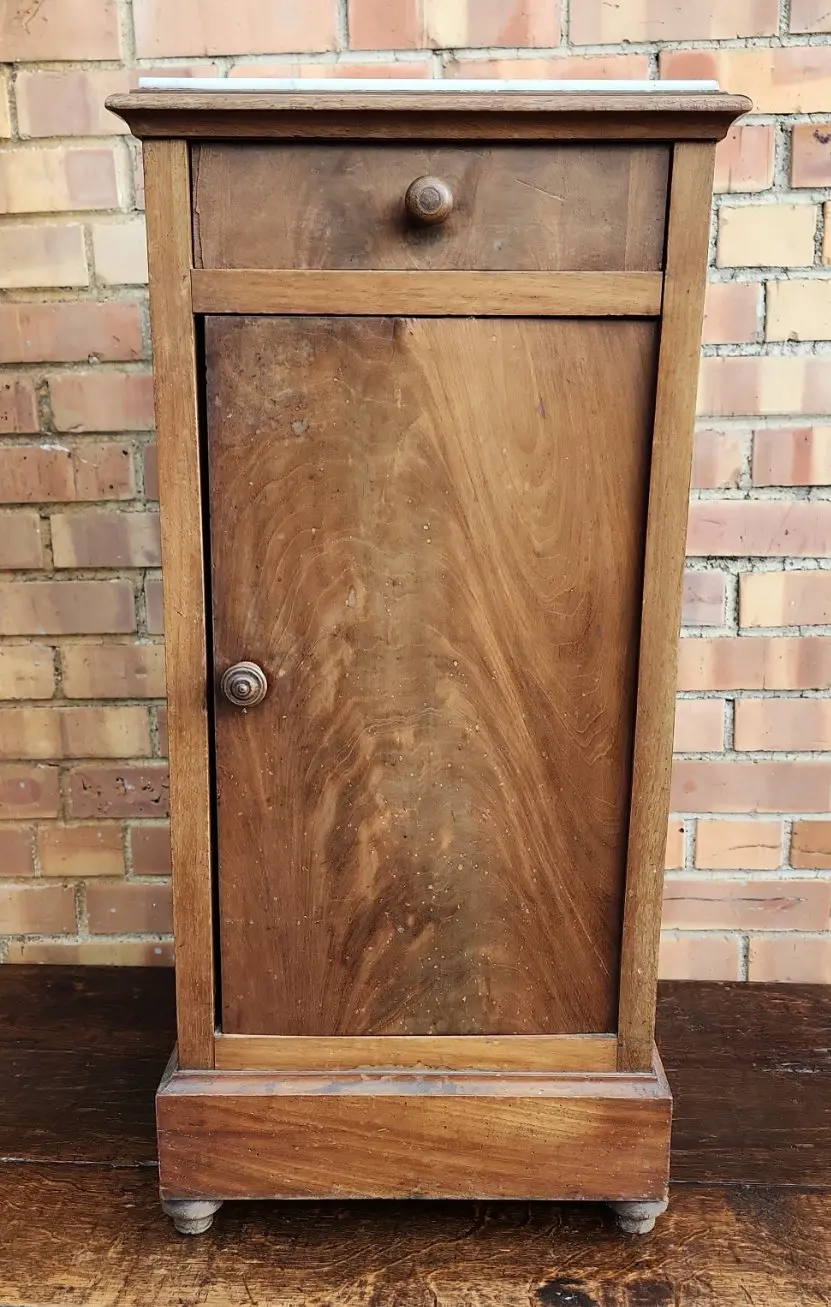 Marble Top Oak Side Cabinet 1