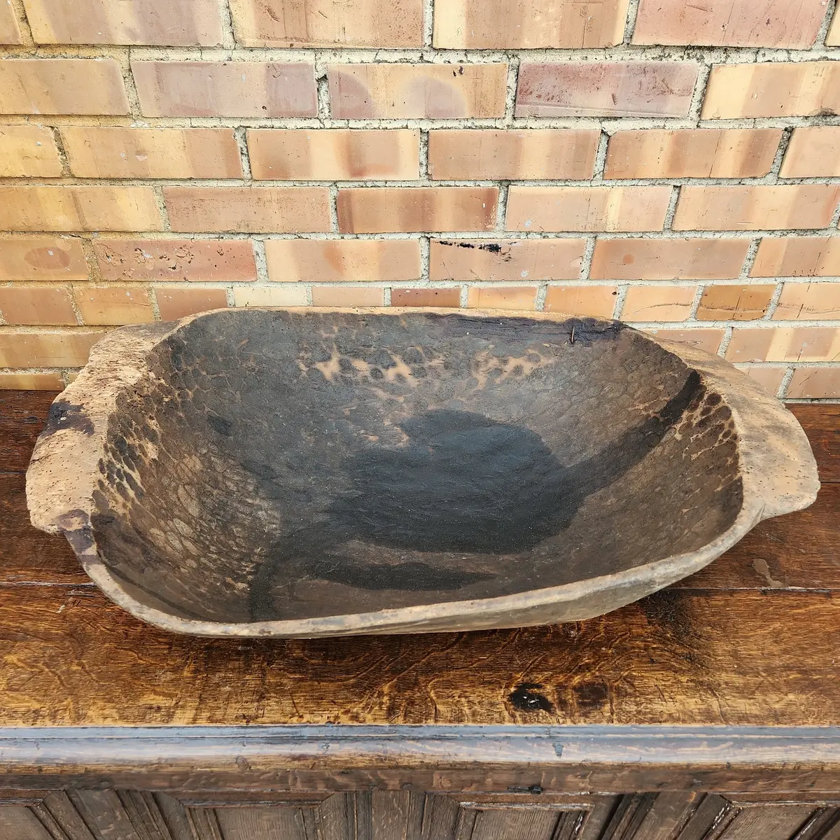 Primitive Carved Wooden Dough Bowl 1