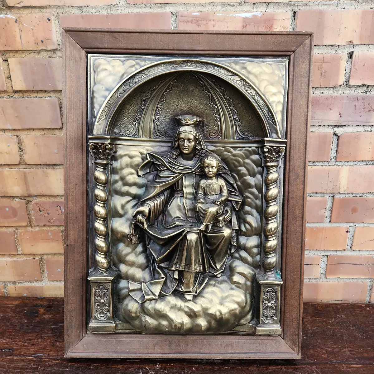 Deeply Embossed Madonna And Child Plaque 1